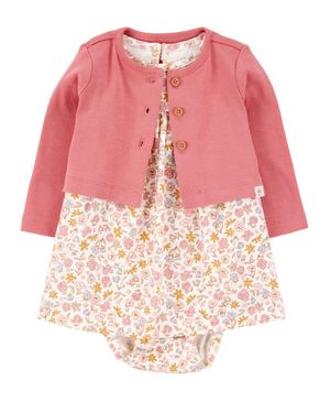 Conjunto de 2 piezas de vestido con pañalero y cárdigan Carter's
