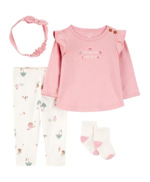 Conjunto de 4 piezas en blanco y rosa de la granja Carter's