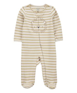 Mameluco con cierre bidireccional a rayas con leones Carter's