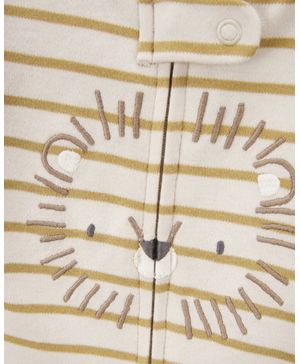 Mameluco con cierre bidireccional a rayas con leones Carter's