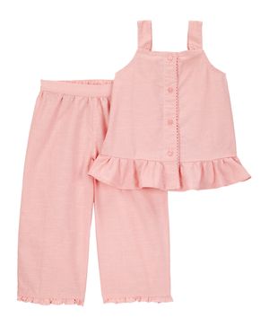Conjunto De 2 Piezas Playera De Botones Y Pantalón Pull-On Carter's