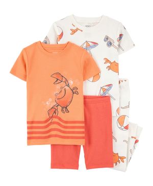 Pijama De 4 Piezas De Cangrejo De Playa 100% Algodón Carter's