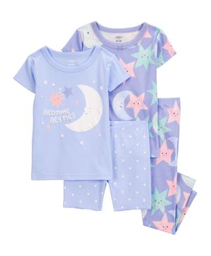 Pijama De 4 Piezas De Luna Y Estrellas 100% Algodón Carter's