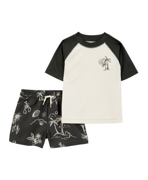 Traje De Baño De 2 Prendas Estampado De Palmeras Carter's
