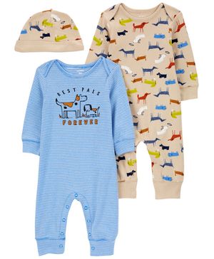 Conjunto de 3 prendas Rompers Snug Fit Con Gorro Carter's