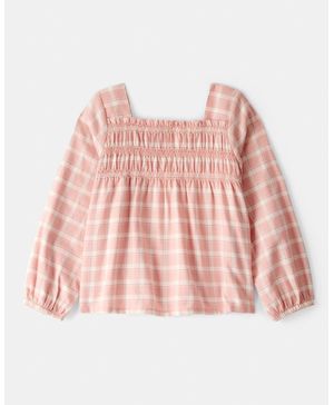Blusa De Algodón De Manga Larga A Cuadros Carter's