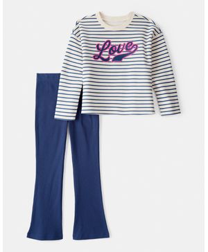 Conjunto De 2 Piezas Con Pantalón Acampanado "Love" A Rayas Carter's