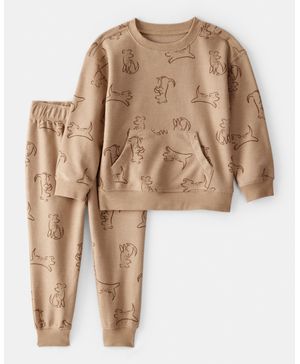 Conjunto De 2 Piezas Con Pantalón De Tela Afelpada Con Perro Carter's