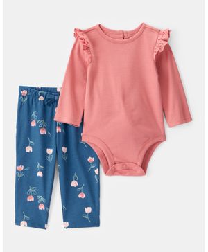 Conjunto De 2 Piezas Con Pantalón Y Pañalero Floral Carter's