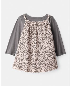 Conjunto De 2 Piezas Con Vestido Manga Larga De Leopardo Carter's