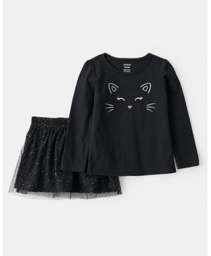 Conjunto De 2 Piezas De Falda Con Tul Y Playera De Gato Carter's