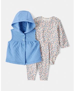 Conjunto De 3 Piezas Con  Blusa Sin Mangas Floral Y Pantalón Carter's