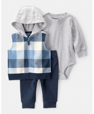 Conjunto De 3 Piezas Con Chaleco A Cuadros Carter's
