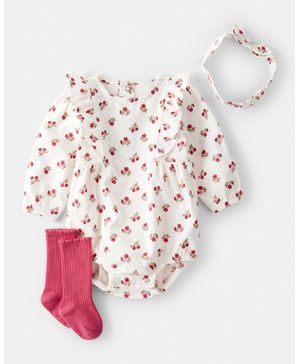 Conjunto De 3 Piezas Con Pañalero Floral Tipo Bombacho Carter's