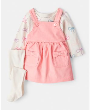 Conjunto De 3 Piezas Con Vestido Manga Larga Moño Carter's