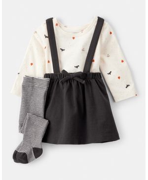 Conjunto De 3 Piezas Con Vestido Tipo Overol Para Halloween Carter's