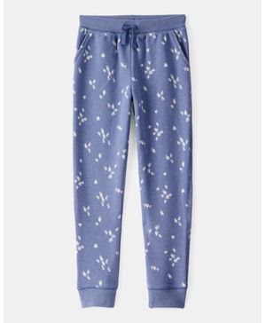 Joggers Con Cordón Ajustable De Tela Polar Floral Azul Oshkosh B'Gosh