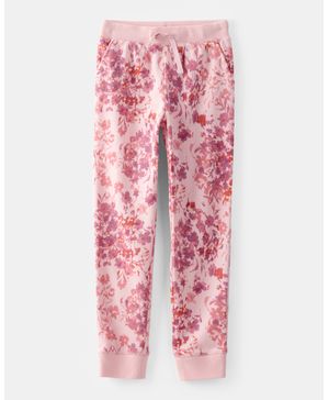 Joggers Con Cordón Ajustable De Tela Polar Floral Rosa Oshkosh B'Gosh