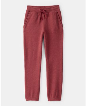 Joggers Con Cordón Ajustable De Tela Polar Sólida En Rojo Oshkosh B'Gosh