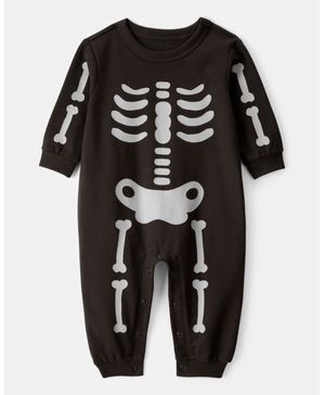 Jumpsuit De Manga Larga En Negro Con Esqueleto Carter's