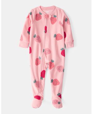 Mameluco De Tela Polar Con Estampado De Fresitas Carter's