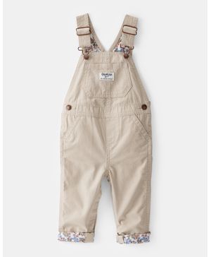 Overol De Lona Ligera En Caqui Con Forro Floral Oshkosh B'Gosh
