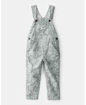 Overol De Lona Ligera En Verde Con Estampado Floral Oshkosh B'Gosh