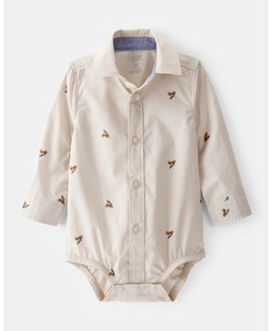Pañalero De Popelina De Manga Larga Caqui De Bellotas Oshkosh B'Gosh