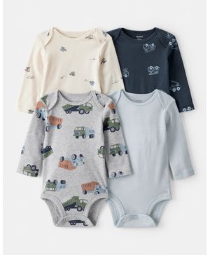 Paquete 4 Pañaleros Manga Larga Construcción Carter's