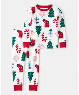 Pijama De 2 Piezas Manga Larga 100% Algodón Santa Carter's