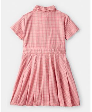 Vestido Camisero A Cuadros Con Botones Al Frente En Rosa Carter's