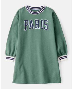 Vestido De Algodón De Manga Corta Con La Palabra Paris Carter's