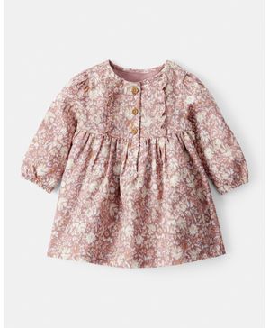 Vestido Floral De Algodón Manga Larga Rosa Oshkosh B'Gosh