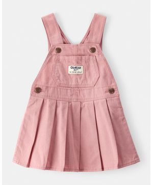 Vestido Tipo Overol 100% Algodón Plisado En Rosa Oshkosh B'Gosh