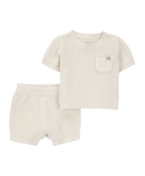 Conjunto De 2 Prendas Con Short De Tejido Tipo Waffle Carter's