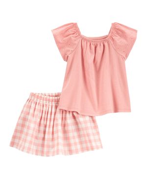 Conjunto De 2 Prendas Falda Corta De Gingham Carter's