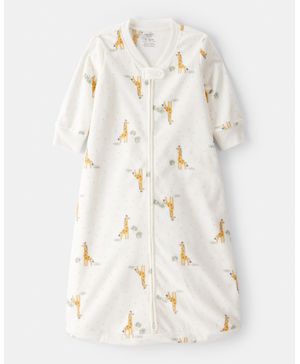 Saco Para Dormir Manga Larga Estampado Jirafa Blanco Carter's