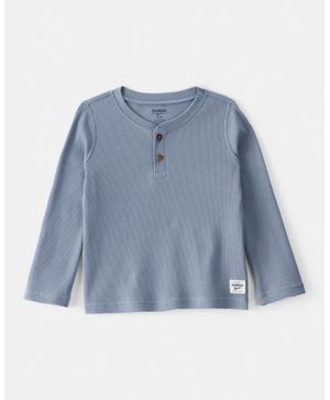 Camisa De Cuello Tipo Henley De Manga Larga En Azul Oshkosh B'Gosh