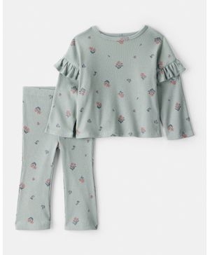 Conjunto De 2 Piezas Con Playera Floral De Manga Larga Carter's