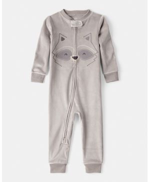 Mameluco De Velour Con Mapaches De Manga Larga Carter's