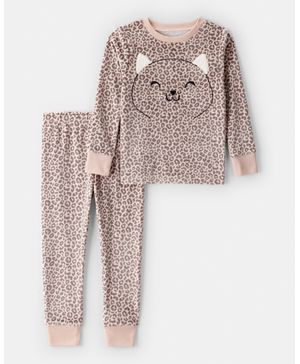 Pijama De 2 Piezas De Velour De Leopardo De Manga Larga Carter's