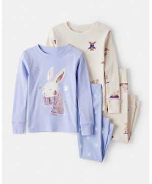Pijama De 4 Piezas 100% Algodón De Conejito Invernal Carter's