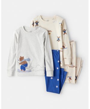 Pijama De 4 Piezas De Algodón Del Bosques De Manga Larga Carter's