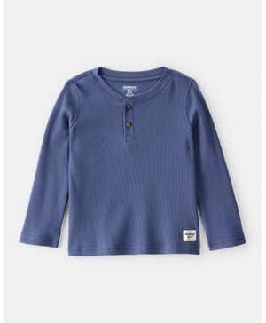 Playera De Cuello Tipo Henley De Manga Larga En Azul Oshkosh B'Gosh