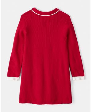 Vestido De Ocasión De Algodón Y Manga Larga En Rojo Carter's