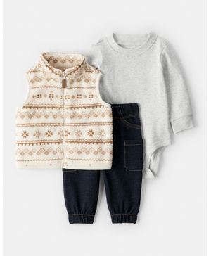 Conjunto De 3 Piezas Con Chaleco De Sherpa De Fair Isle Carter's