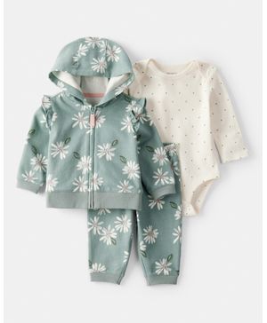 Conjunto De 3 Piezas Con Chamarra Con Cierre Floral Carter's