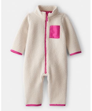 Jumpsuit De Tela Polar De Bloques De Color Y Manga Larga Carter's