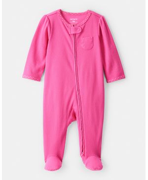 Mameluco De Algodón De Manga Larga Y Ajuste Ceñido En Rosa Carter's