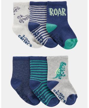 Paquete De 6 Pares De Calcetines Con Dinosaurio Carter's